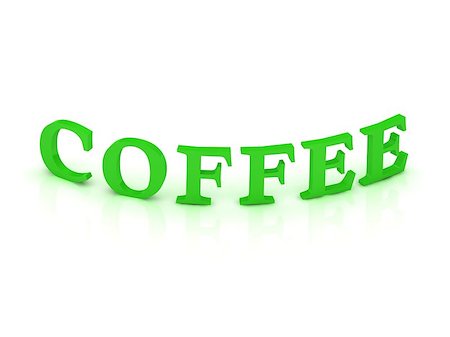 simsearch:400-04603391,k - COFFEE sign with green word on isolated white background Fotografie stock - Microstock e Abbonamento, Codice: 400-07257712