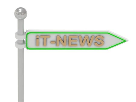 simsearch:400-04776651,k - 3d rendering of sign with gold "iT-NEWS", Isolated on white background Stock Photo - Budget Royalty-Free & Subscription, Code: 400-07257745