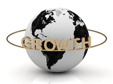 simsearch:400-06365170,k - GROWTH inscription in gold letters around the earth Stock Photo - Budget Royalty-Free & Subscription, Code: 400-07257741