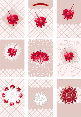 ekaterina88 (artist) - winter vector set of pink backgrounds with compositions of barberry and snowflakes Fotografie stock - Microstock e Abbonamento, Codice: 400-07257878