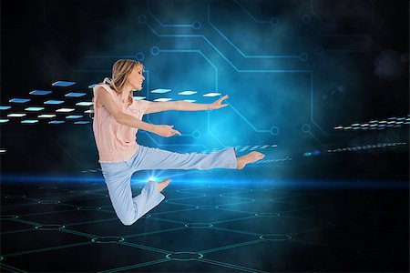 pattern digital tech cute - Composite image of woman doing dance pose on white background Stock Photo - Budget Royalty-Free & Subscription, Code: 400-07257998