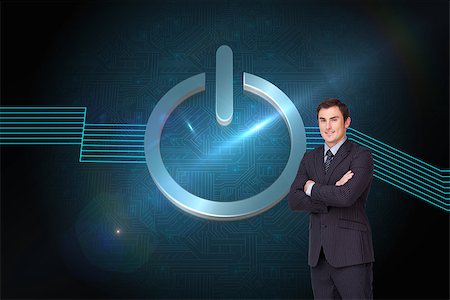 simsearch:400-07258010,k - Composite image of young attractive businessman standing cross-armed Foto de stock - Royalty-Free Super Valor e Assinatura, Número: 400-07258004