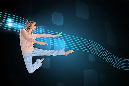 pattern digital tech cute - Composite image of woman doing dance pose on white background Stock Photo - Budget Royalty-Free & Subscription, Code: 400-07258032