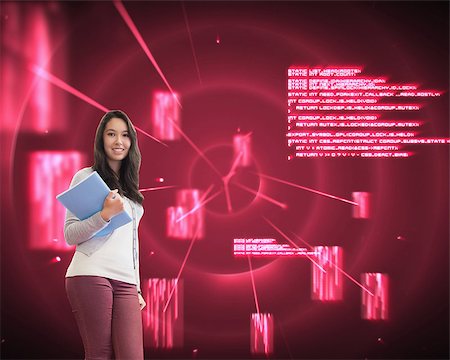 pink star backgrounds - Composite image of student standing in a computer room and holding a folder while smiling Stock Photo - Budget Royalty-Free & Subscription, Code: 400-07258144