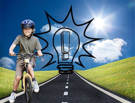 simsearch:400-07220030,k - Composite image of little boy with his bike during the summer in a park Stock Photo - Budget Royalty-Free & Subscription, Code: 400-07258229