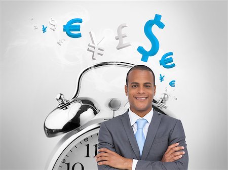 simsearch:400-06876570,k - Composite image of charismatic young businessman with arms crossed Stock Photo - Budget Royalty-Free & Subscription, Code: 400-07258452