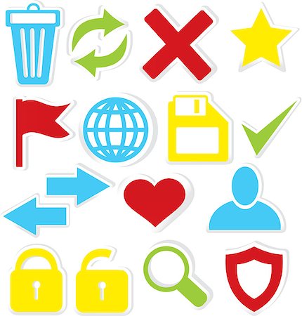 Vector illustration of Internet icons stickers isolated on white Stock Photo - Budget Royalty-Free & Subscription, Code: 400-07258801