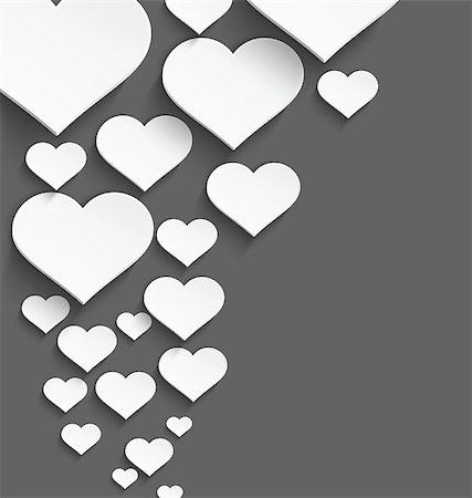 Vector illustration of 3d white plastic heart with realistic shadow border design Stock Photo - Budget Royalty-Free & Subscription, Code: 400-07258835