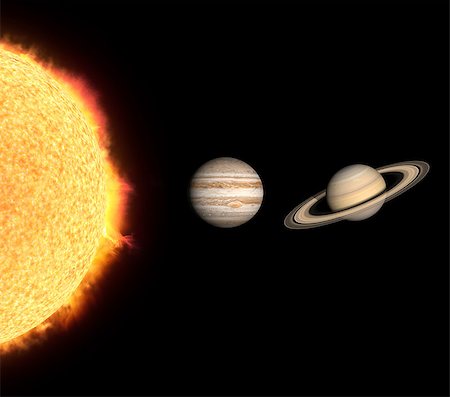 A rendered comparison of the Planets Jupiter and Saturn on a clean black background. Foto de stock - Super Valor sin royalties y Suscripción, Código: 400-07258846