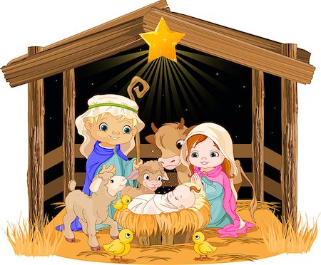 Christmas nativity scene with holy family. Foto de stock - Super Valor sin royalties y Suscripción, Código: 400-07258858
