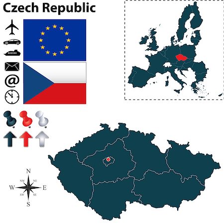 simsearch:400-08775852,k - Vector set of  Czech Republic country shape with flags, buttons and icons isolated on white background Photographie de stock - Aubaine LD & Abonnement, Code: 400-07258871