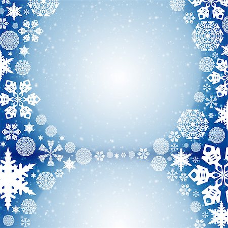 sleet - Christmas frame. White snowflakes on a blue background Stock Photo - Budget Royalty-Free & Subscription, Code: 400-07258917