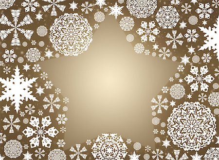 Christmas frame. White snowflakes on a beige background Stock Photo - Budget Royalty-Free & Subscription, Code: 400-07258926