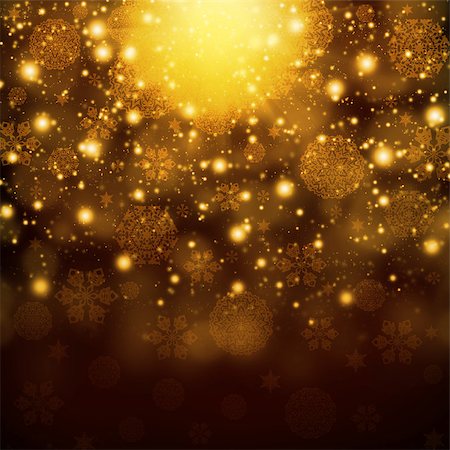 New Year's background. Snowflakes on abstract gold background Stock Photo - Budget Royalty-Free & Subscription, Code: 400-07258928