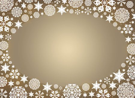 Christmas frame. White snowflakes on a beige background Stock Photo - Budget Royalty-Free & Subscription, Code: 400-07258921