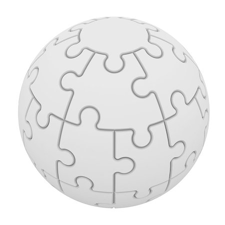 simsearch:400-07258941,k - Sphere consisting of puzzles. Isolated render on a white background Stock Photo - Budget Royalty-Free & Subscription, Code: 400-07259016