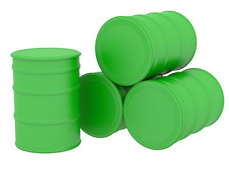 simsearch:400-06570088,k - Green barrels natural fuel. 3d render isolated on white background Stock Photo - Budget Royalty-Free & Subscription, Code: 400-07259041