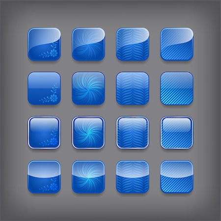 simsearch:400-06944565,k - Set of blank blue buttons for you design or app. Foto de stock - Super Valor sin royalties y Suscripción, Código: 400-07259133