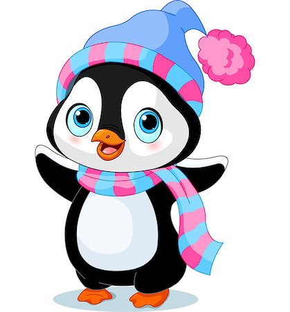 simsearch:400-07223723,k - Cute winter penguin with hat and scarf Stock Photo - Budget Royalty-Free & Subscription, Code: 400-07259445