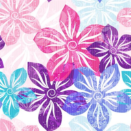 simsearch:400-07061067,k - Seamless floral spring pattern with pastel translucent colorful flowers and curls (vector EPS 10) Foto de stock - Super Valor sin royalties y Suscripción, Código: 400-07259583