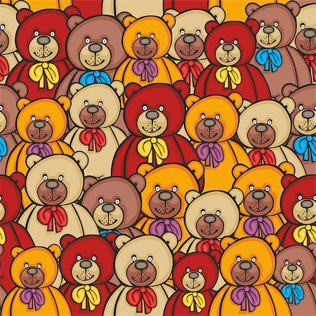 pilgrimartworks (artist) - fully editable vector illustration with seamless bears Fotografie stock - Microstock e Abbonamento, Codice: 400-07259590