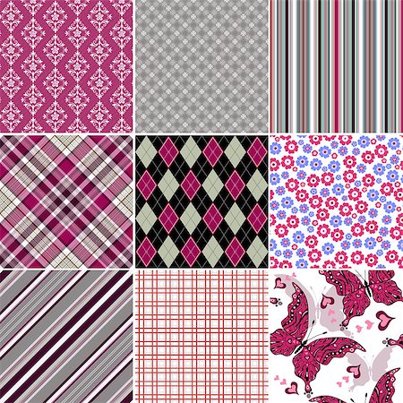 simsearch:400-05307359,k - Collection seamless vintage colorful patterns (vector) Stock Photo - Budget Royalty-Free & Subscription, Code: 400-07259602