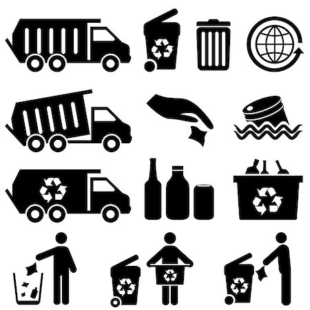 Recycling and trash icons for clean environment Stock Photo - Budget Royalty-Free & Subscription, Code: 400-07259822