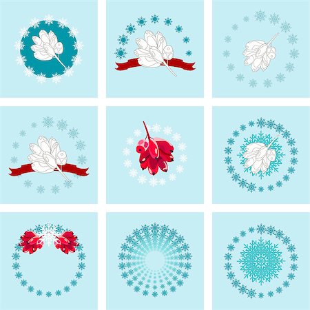 ekaterina88 (artist) - flat blue vector backgrounds with barberry and pink and white snowflakes Foto de stock - Royalty-Free Super Valor e Assinatura, Número: 400-07259887