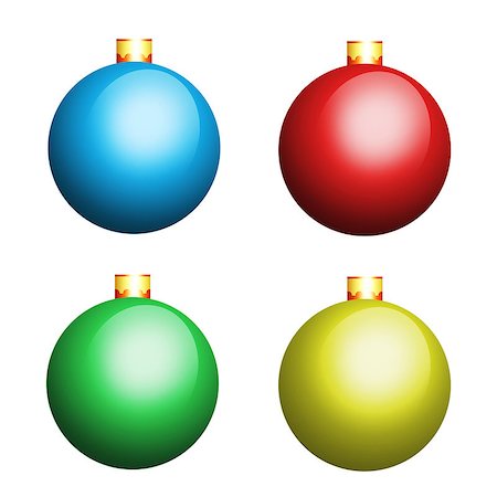 round ornament hanging of a tree - Multicolour christmas balls isolated on white background Stock Photo - Budget Royalty-Free & Subscription, Code: 400-07259902