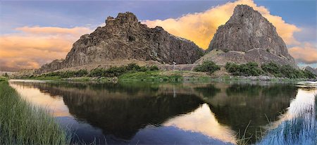 simsearch:400-07514840,k - John Day River in Rural High Desert Central Oregon at Sunset Panorama Stock Photo - Budget Royalty-Free & Subscription, Code: 400-07250218