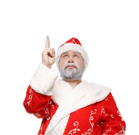 simsearch:400-05711921,k - Santa Claus shows his hand up, white background Stock Photo - Budget Royalty-Free & Subscription, Code: 400-07250321