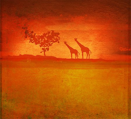 background with African fauna and flora , raster Stockbilder - Microstock & Abonnement, Bildnummer: 400-07250523