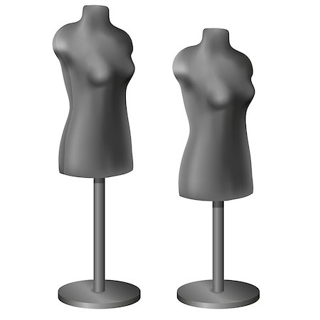 vector realistic image of sewing mannequin gray color, low and high rack Stock Photo - Budget Royalty-Free & Subscription, Code: 400-07250547