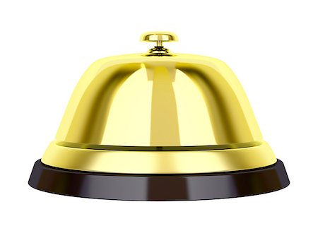 simsearch:400-09068492,k - Golden reception bell isolated on white background Foto de stock - Royalty-Free Super Valor e Assinatura, Número: 400-07250553