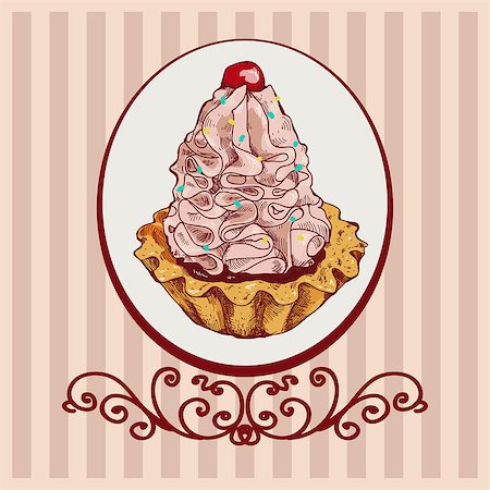 simsearch:400-04615795,k - vector colored background with pink cake for your design Stockbilder - Microstock & Abonnement, Bildnummer: 400-07250784