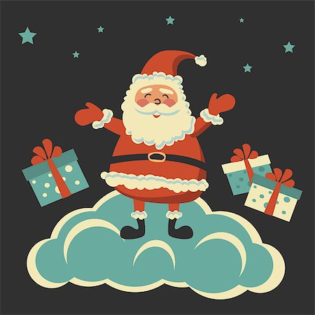 santa night - vector colored background with Santa Claus to your design Stock Photo - Budget Royalty-Free & Subscription, Code: 400-07250788