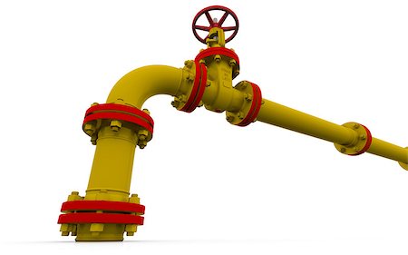 red pipes - Yellow pipe and valve. Isolated render on a white background Stock Photo - Budget Royalty-Free & Subscription, Code: 400-07250849