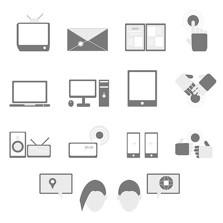 simsearch:400-09172515,k - Media and communication icons on white background, stock vector Stock Photo - Budget Royalty-Free & Subscription, Code: 400-07251044