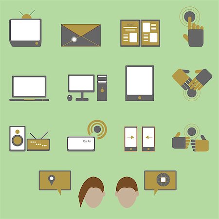 simsearch:400-09172515,k - Media and communication color icons on green background, stock vector Stock Photo - Budget Royalty-Free & Subscription, Code: 400-07251043