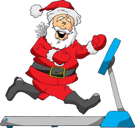 A Cartoon of Santa Running on a Treadmill Stock Photo - Budget Royalty-Free & Subscription, Code: 400-07251051