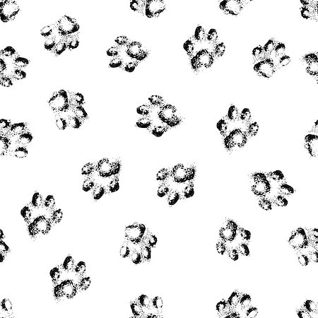 simsearch:400-04327046,k - Paw grunge footprint of dog or cat seamless pattern background, vector stylish print animal feetprint illustration stylish print design. Photographie de stock - Aubaine LD & Abonnement, Code: 400-07251258