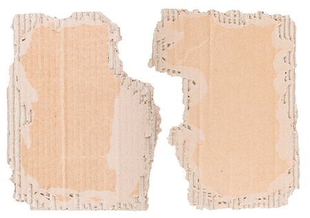 simsearch:400-04270286,k - Two pieces of brown corrugated cardboard isolated on white background Photographie de stock - Aubaine LD & Abonnement, Code: 400-07251276