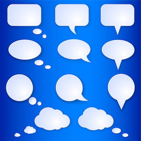 simsearch:400-08506267,k - Vector Set of Empty Speech Bubbles on Blue Background Stock Photo - Budget Royalty-Free & Subscription, Code: 400-07251587