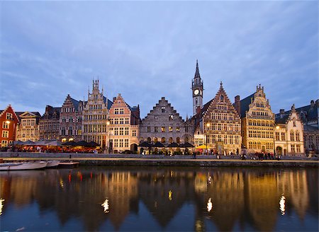 simsearch:400-08012513,k - Embankment of old town at night, Ghent, Belgium Stock Photo - Budget Royalty-Free & Subscription, Code: 400-07251850