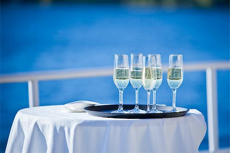 parties boats - Champagne glasses on table Stock Photo - Budget Royalty-Free & Subscription, Code: 400-07252156