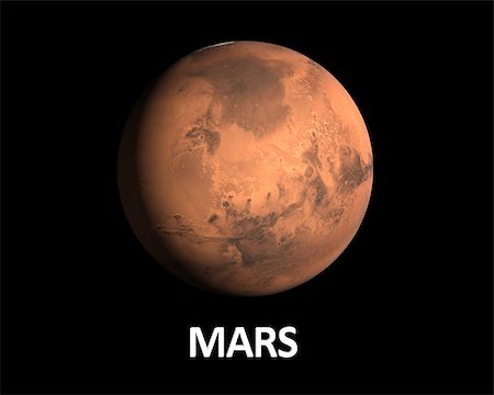 A rendering of the Planet Mars on a clean black background with english caption. Stock Photo - Budget Royalty-Free & Subscription, Code: 400-07252568