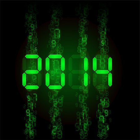 New Year 2014: green digital numerals on black. Stock Photo - Budget Royalty-Free & Subscription, Code: 400-07252697