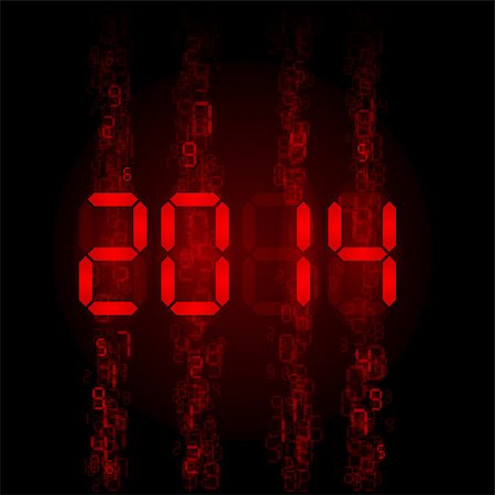 New Year 2014: red digital numerals on black. Stock Photo - Budget Royalty-Free & Subscription, Code: 400-07252699
