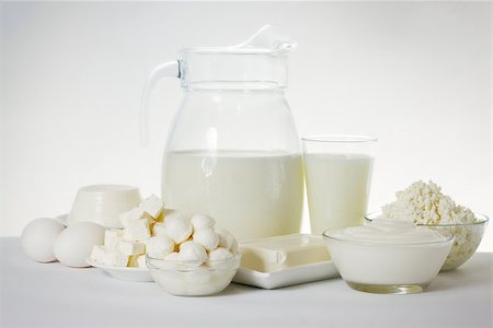 still life of dairy products and soft cheese varieties Stockbilder - Microstock & Abonnement, Bildnummer: 400-07252777