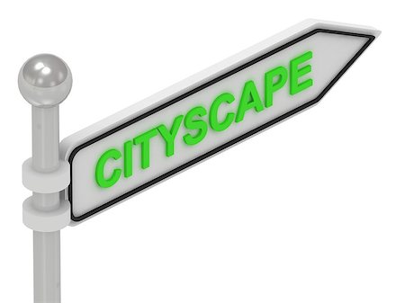 simsearch:400-04859088,k - CITYSCAPE word on arrow pointer on isolated white background Stock Photo - Budget Royalty-Free & Subscription, Code: 400-07252901